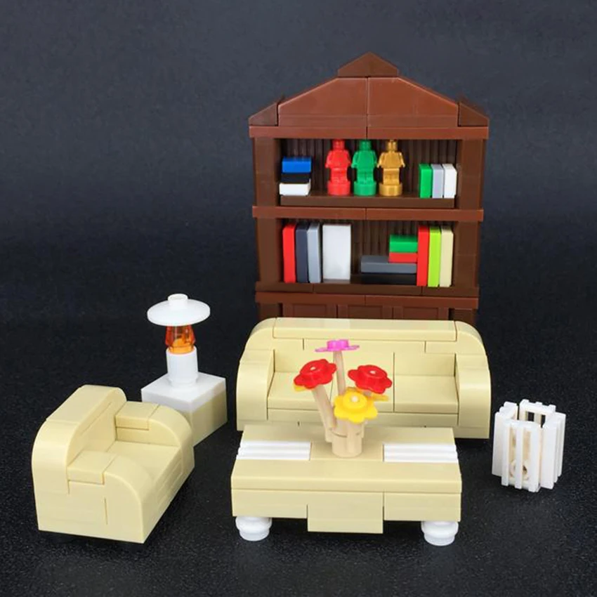 Living Room Furniture Sofa Table Chair Block Building Blocks Legoingly City MOC Accessories Bricks DIY Toys for Children (1)