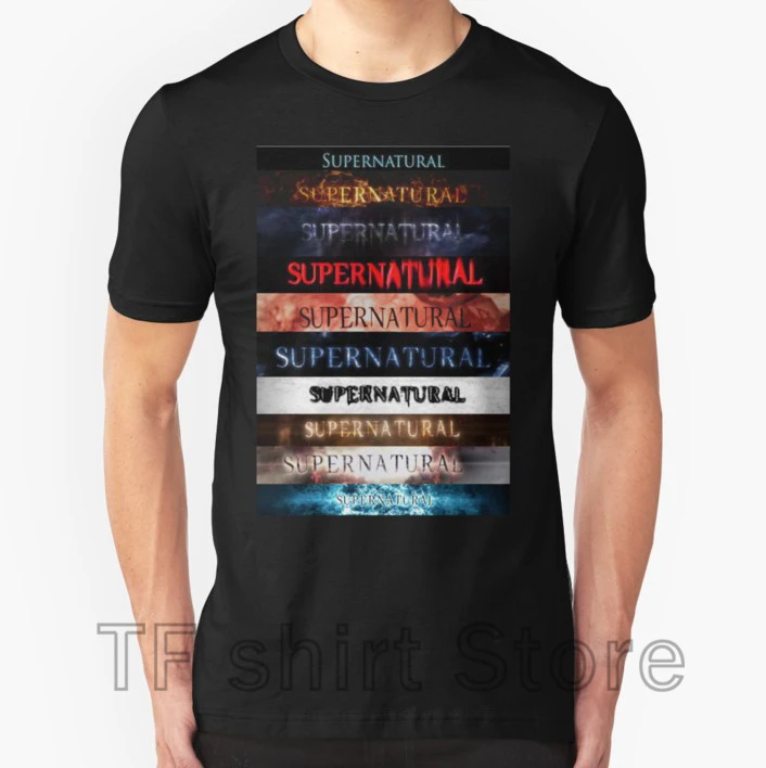 

Supernatural intro seasons 1-10 Men T shirt Women Casual tshirt funny print T-Shirt 100% cotton Short Sleeve O-neck tshirts