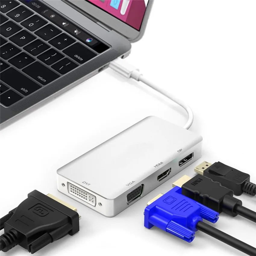 USB C к HDMI DisplayPort 3840*2160 4 K конвертер типа C к VGA DVI 1080 P адаптер конвертер для Macbook Проектор Монитор