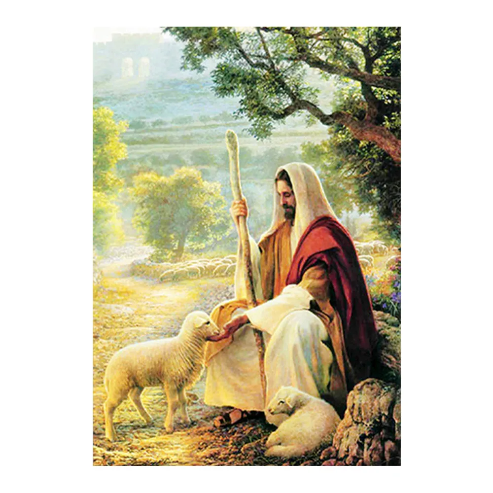 

jesus christ Diamond Painting portrait Round Full Drill shepherd religion 5D Nouveaute DIY Mosaic Embroidery Cross Stitch gifts