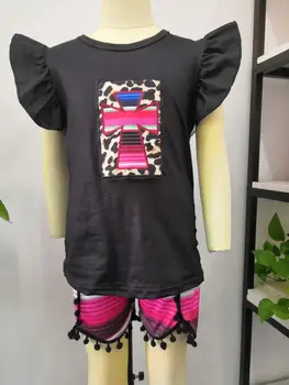 

lovely black top cross embroidered striped shorts boutique girls outfits summer