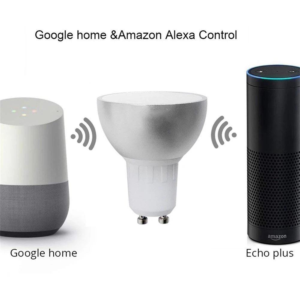 Умная лампа Wi-Fi GU10 RGBW 5 W светодио дный затемнения лампы Совместимость с Alexa и Google дом дистанционного Управление на смартфон Tablet