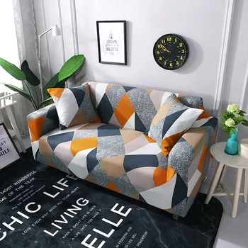 

Geometric Slipcover Stretch Four Season Sofa Covers Furniture Protector Polyester Loveseat Couch Cover Sofa Towel 1/2/3/4-seater