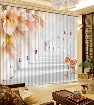 

home curtains customize Butterfly flower windows curtains for living room blackout curtains