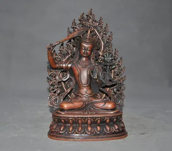 

christmas 10" Old Tibetan Buddhism bronze Hold sword Manjushri tara Kwan-Yin Buddha statue halloween