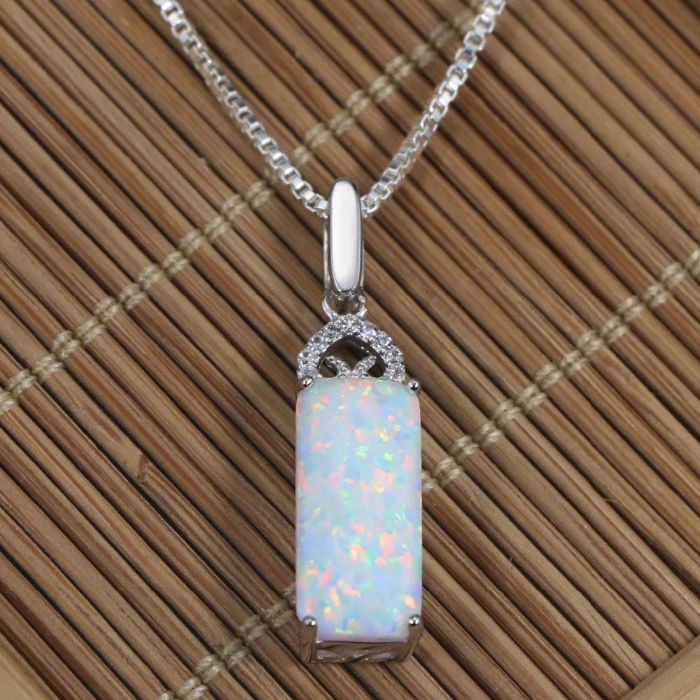 

JLP386 New Colorful White Opal Simple Geometric Pendant Necklace Women's Jewelry Gifts