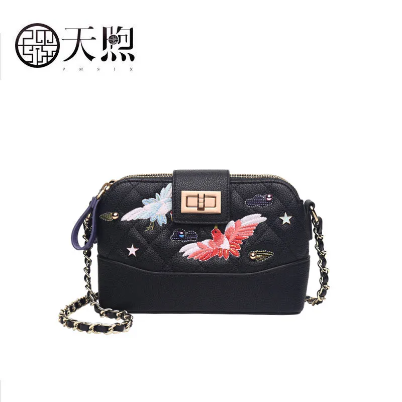 

PMSIX 2019 New women pu leather bag fashion handbags women famous brands embroidered shoulder crossbody bags for women small bag