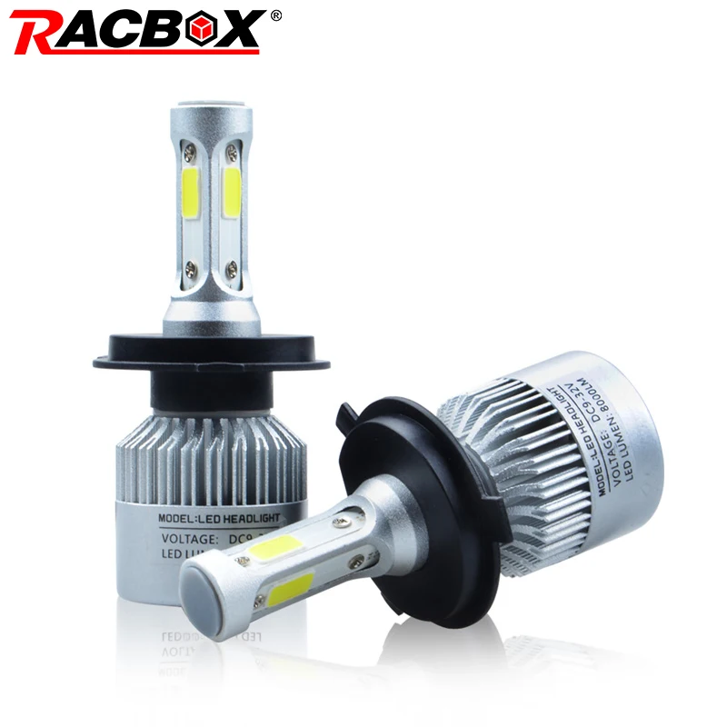 RACBOX S2 автомобильная светодиодная лампа для фары Globe H1 H3 H7 H11 9005 9006 HB3 HB4 H4 H13 9004 9007 Hi