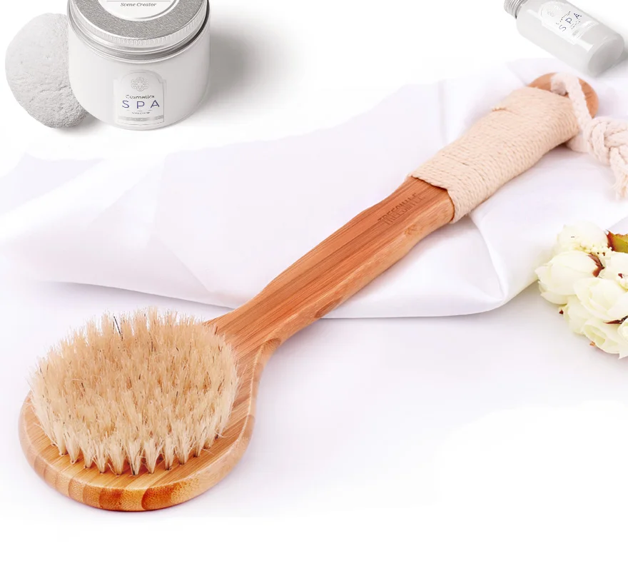 

TREESMILE Natural Bristle brush Long Anti-slip Handle Wooden Body back Maasage Health Care Bath back Brush for bath body brush