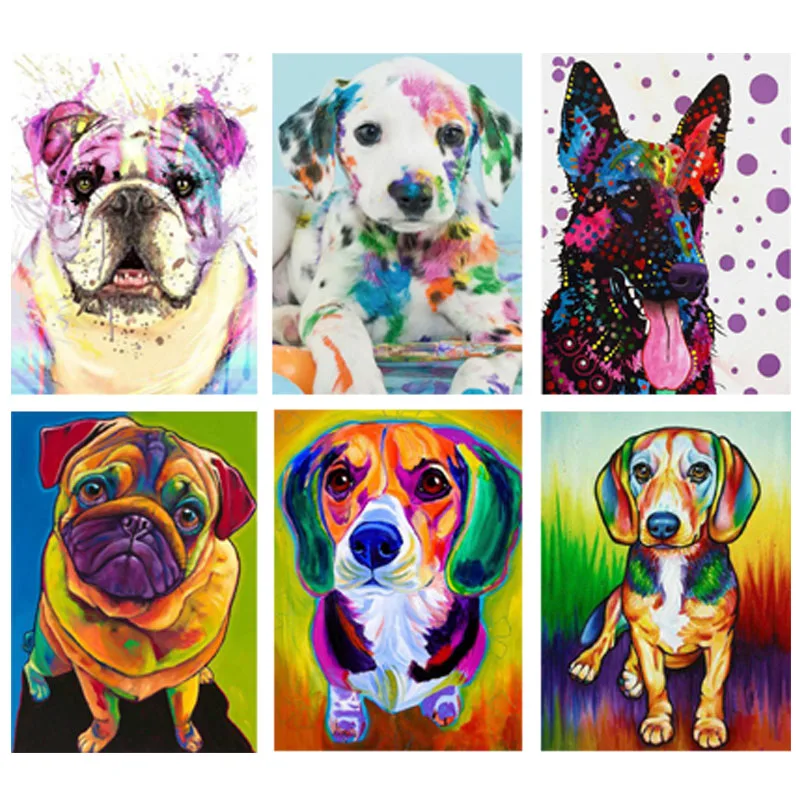 

Diamond Dots Technology Mosaic Full Square Drill Diamond Painting Cross Stitch Colorful Dog 3D Rhinestone Mosaic Home Decor Gift