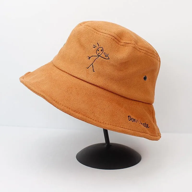 Теплая утолщенная хлопковая панамка с вышивкой Рыбацкая шляпа на открытом воздухе Дорожная шляпа шляпы от солнца для мужчин и женщин 508 - Цвет: Коричневый