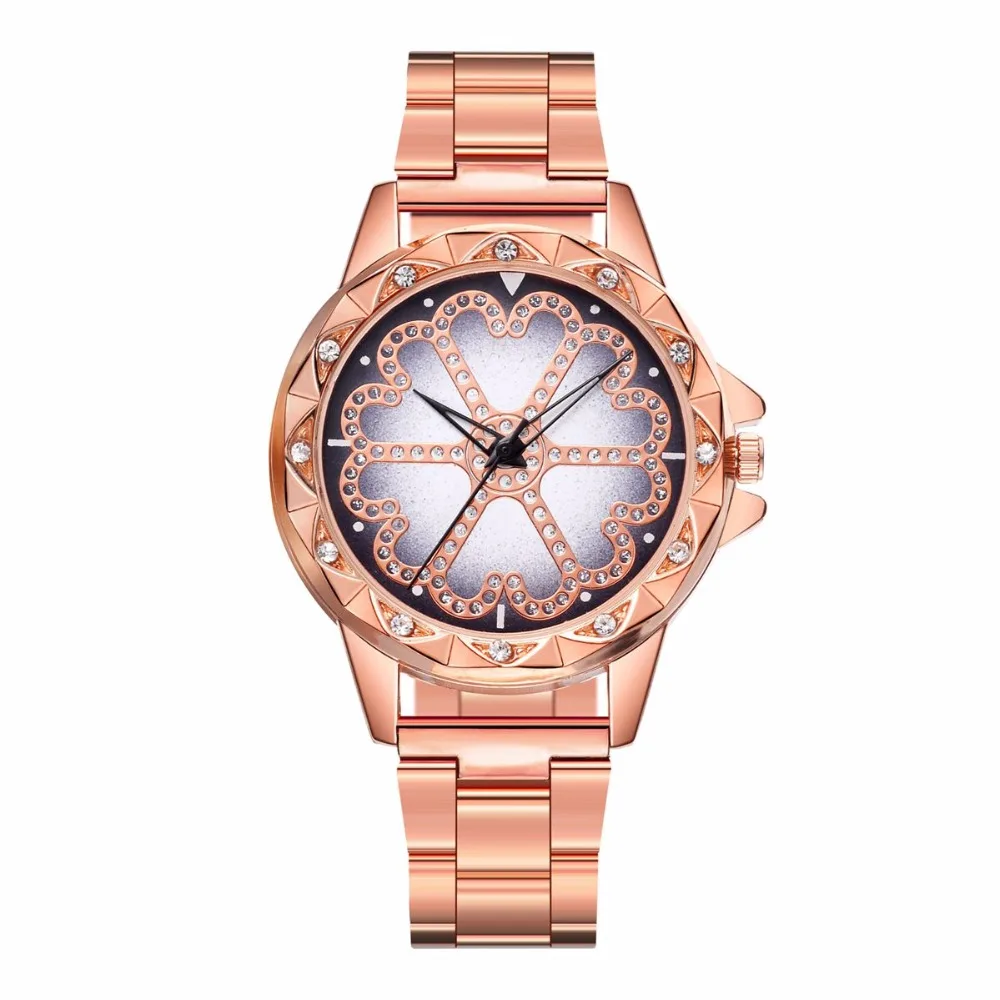 

Fashion Women Rose Gold Flower Rhinestone Watches Luxury Casual Female Quartz Watch Relogio Feminino Reloj Mujer Drop Shipping