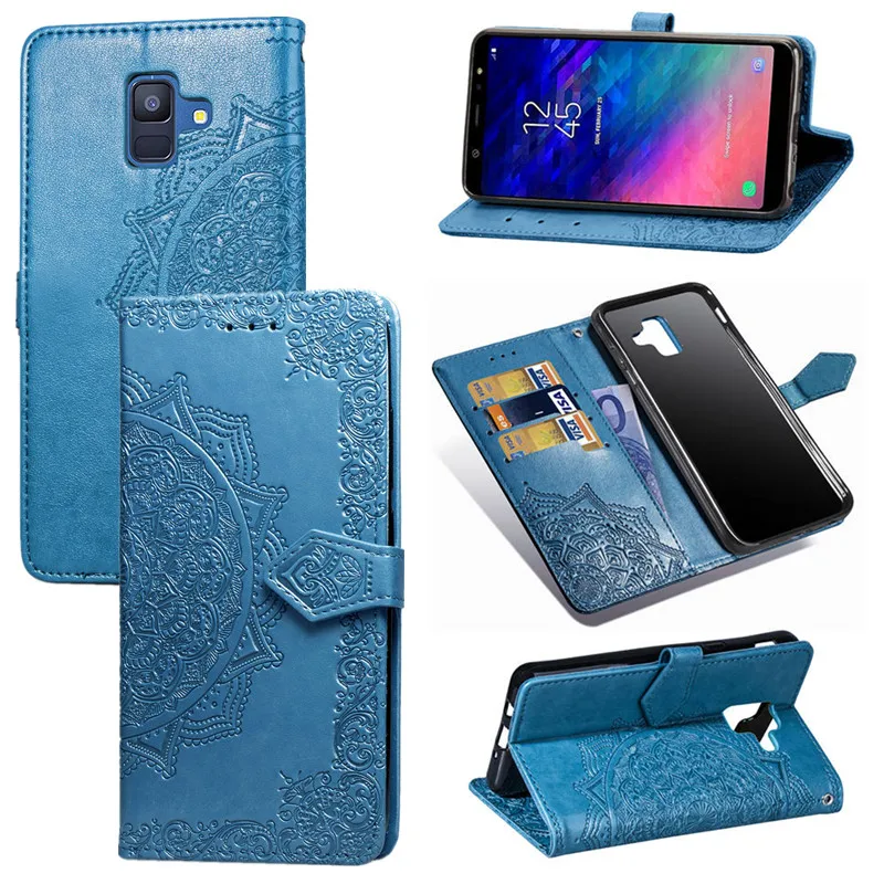 Чехол для Samsung galaxy A6 2018 SM A600F Plus A605F J4 J6 S8 S9 Бумажник телефона с откидной крышкой из