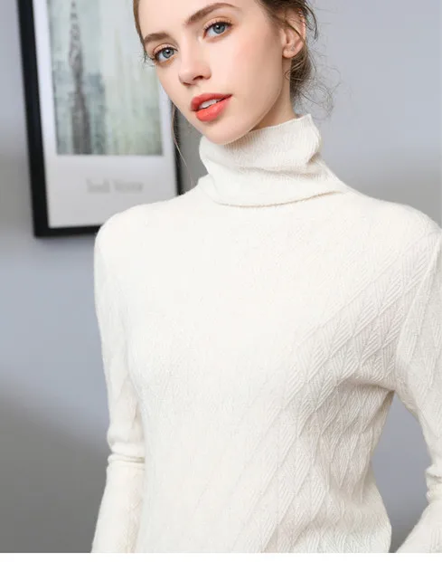 Brand Wool Female Sweters Women Invierno 2018 Winter Short Bottoming Women's Turtleneck Fashion Warmth Women Sweater white (5)