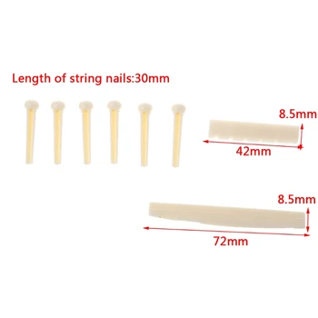 

1 Set Acoustic Guitar Saddle Bridge Pins Nut Parts Musical Instruments New