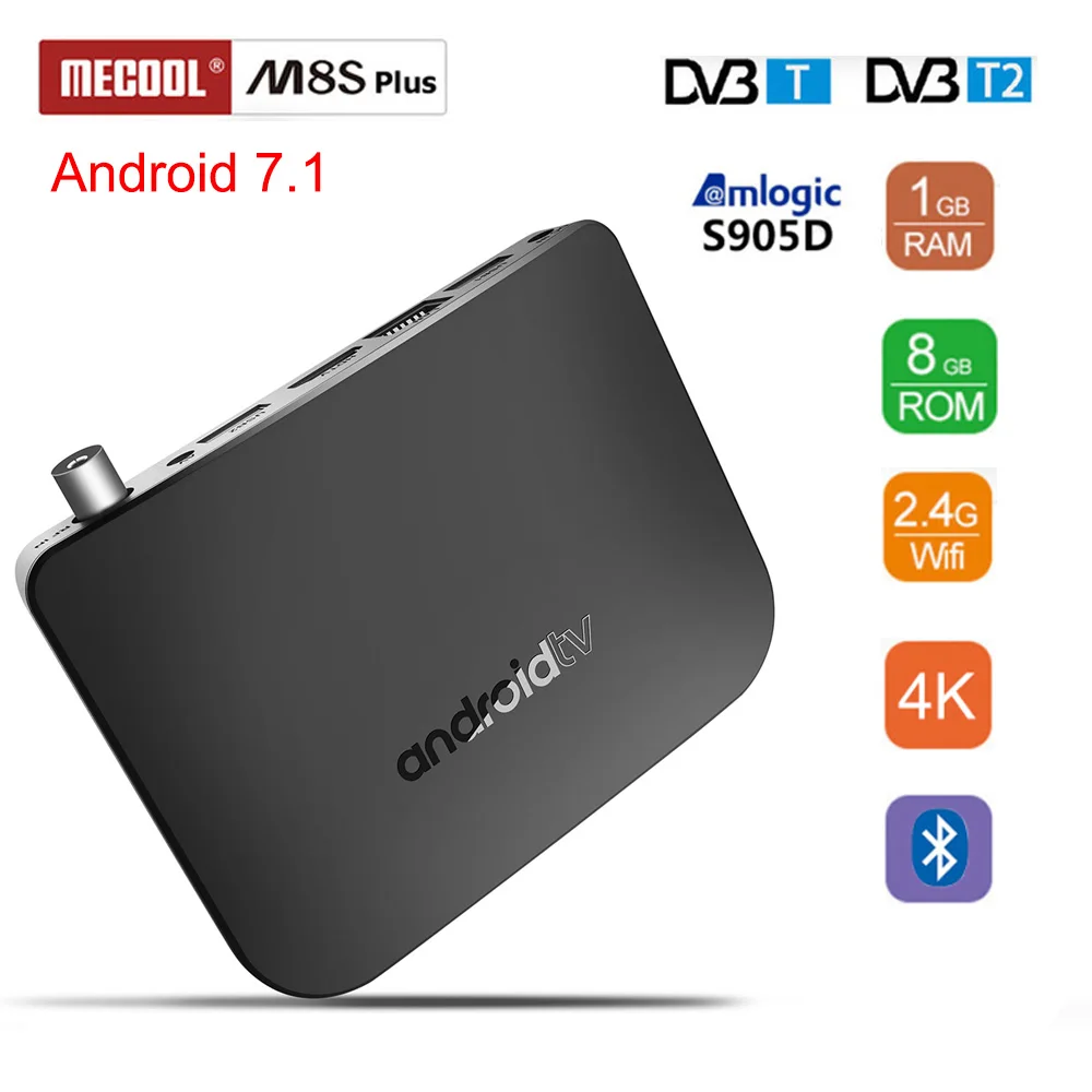 MECOOL M8S плюс Android 7 1 ТВ Box Amlogic S905D DVB-T2/T Декодер каналов кабельного телевидения GB 8 2 4G