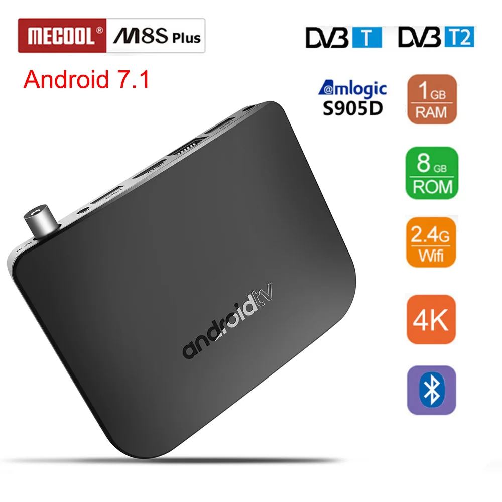 

MECOOL M8S Plus Android 7.1 TV Box Amlogic S905D DVB-T2/T Set Top Box 1GB 8GB 2.4G WiFi 100Mbps BT4.1 4K TV Box Pk X96 mini