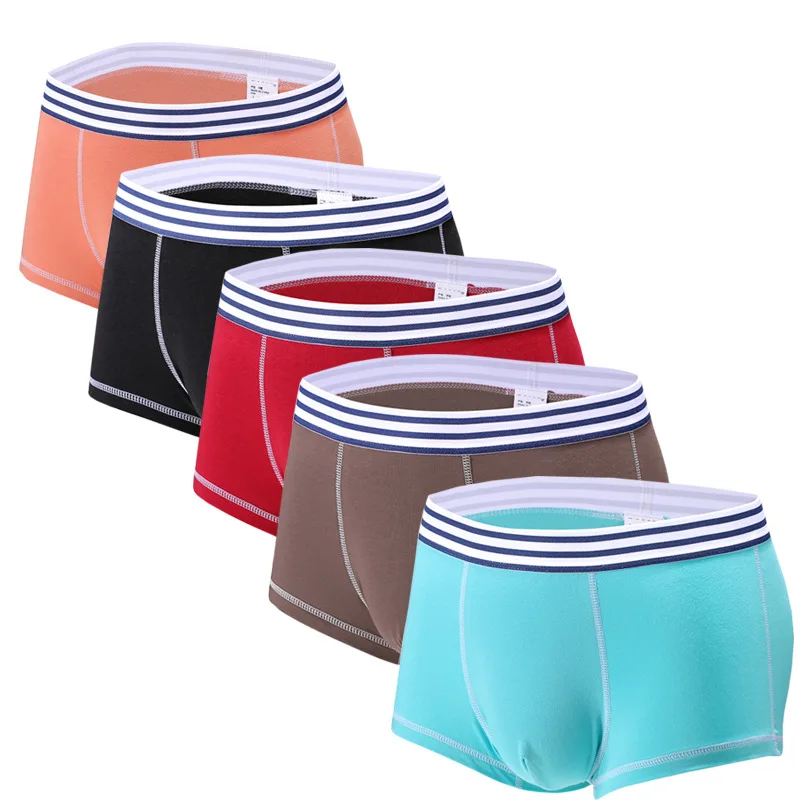 

Brand Boxer Mens Underwear Cotton 5Pcs/lot Man Big Short Colorful Breathable Solid Flexible Shorts Boxer Pure Color Underpants