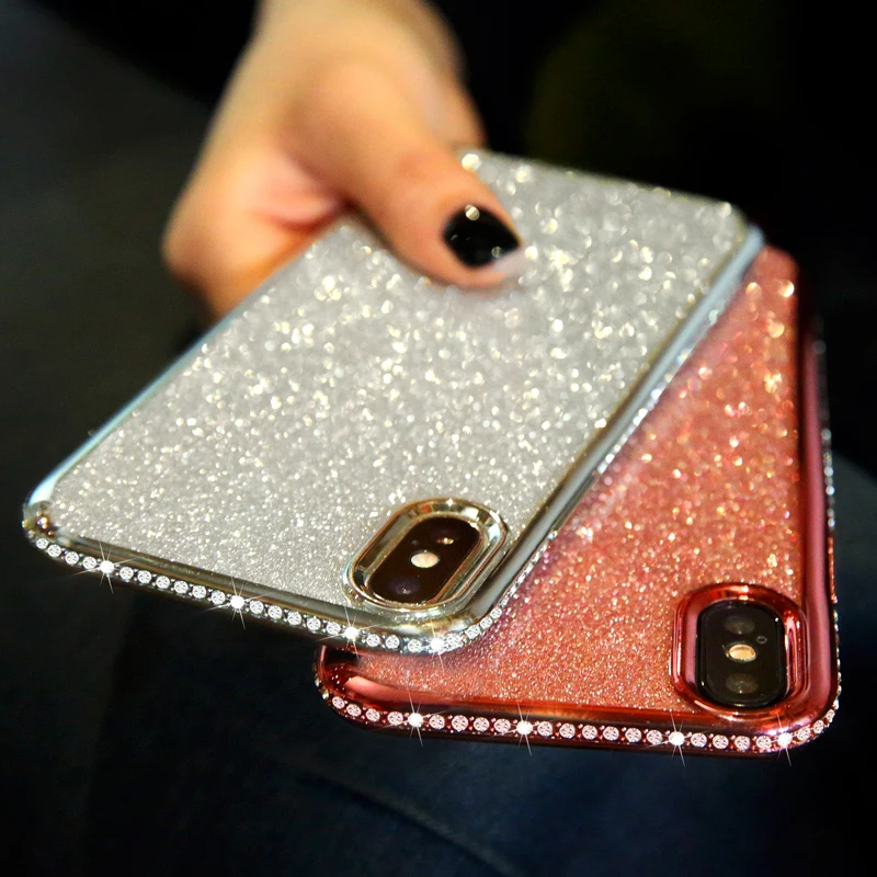 Rhinestone Glitter Case for Apple iphone XS MAX XR 10 X 7 8 Plus 6 S 6s Soft Silicone TPU Diamond Sexy Girl Protector Back Cover (12)