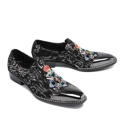 Zapatos Formales Cuero De Boda Primavera Hierro Genuino Toro Bloque Negocios Cabeza La Hombres Los Casual Tallado Otoño Bajo Hpqw11