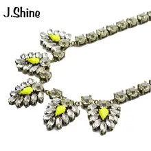 JShine популярное Брендовое прозрачное яркое ожерелье со стеклянными стразами женские античные золотые цветные хрустальные цепочки брендовые ювелирные изделия ожерелье s подвески
