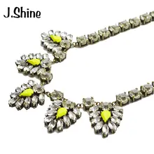 JShine Popular marca de cristal claro collar de declaración de las mujeres Color oro antiguo cadena de cristal marca joyería collares colgantes(China)