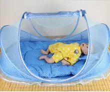 Portable Baby Bed Crib Folding Mosquito Net Infant Cushion Mattress Pillow