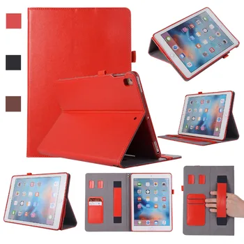 

Multi-angle Stand Genuine Leather Smart Cover Hand Strap Pencil Holder Card Funda Case For iPad 9.7 2018/2017/Pro 9.7/Air/Air2
