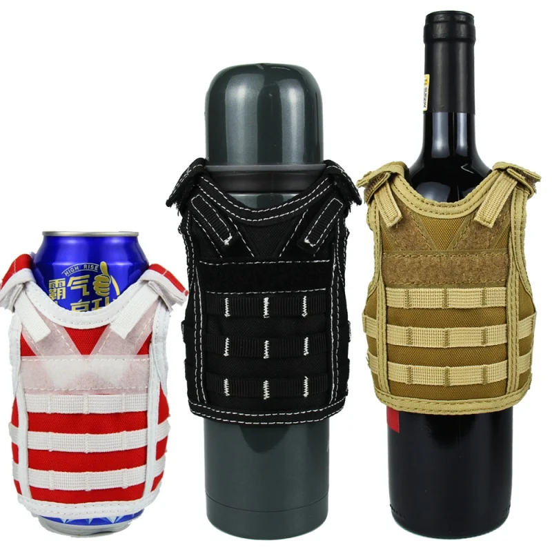

Adjustable Tactical Beer Bottle Vest Cover Military Mini Miniature Molle Vest Personal Bottle Drink Set Shoulder Straps