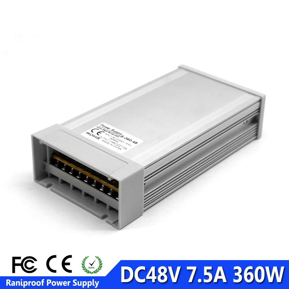 

Rainproof Power Supply dc48V 360w Power Source Driver Transformer 110V 220V AC to DC 12V 24v 36v 48v Power Adapter For Lighting