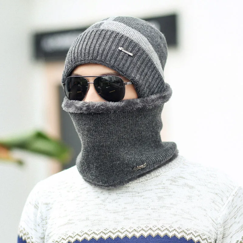 

Winter Beanies Men Scarf Knitted Hat Caps Mask Gorras Bonnet Warm Baggy Winter Hats For Men Women Skullies Beanies Hats