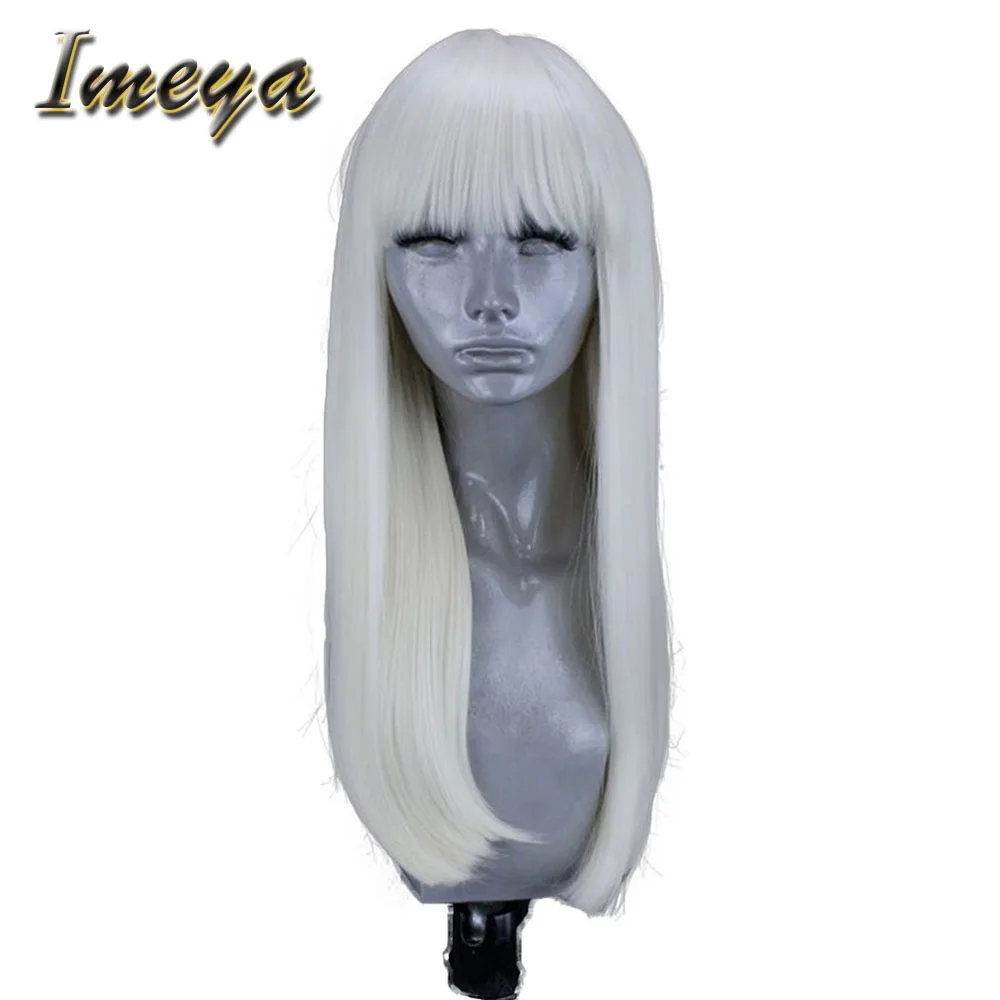 Imeya Long Straight Synthetic Lace Front Wigs With Bangs Heat Resistant Fiber Glueless For Women Girls | Шиньоны и парики