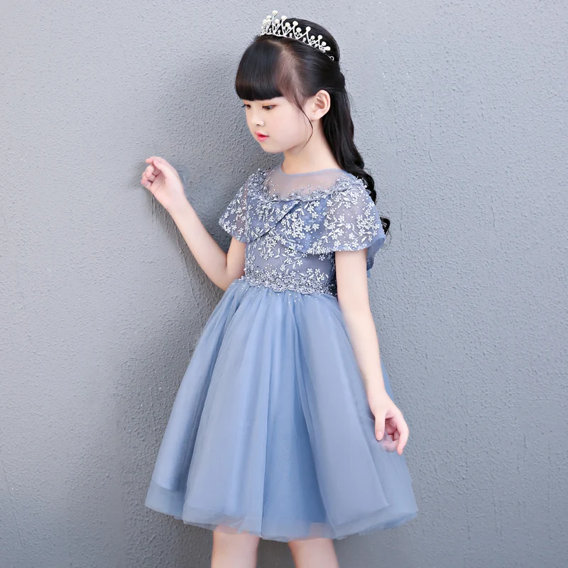 Summer New Children Girls Wedding Birthday Party Formal Gown for Teen Lace Princess Dresses Clothing Luxurious Kids Dress 3-15Y summer children clothing teen dress green burgundy blue and white summer girls petal dresses formal for girls 5 to 14 years