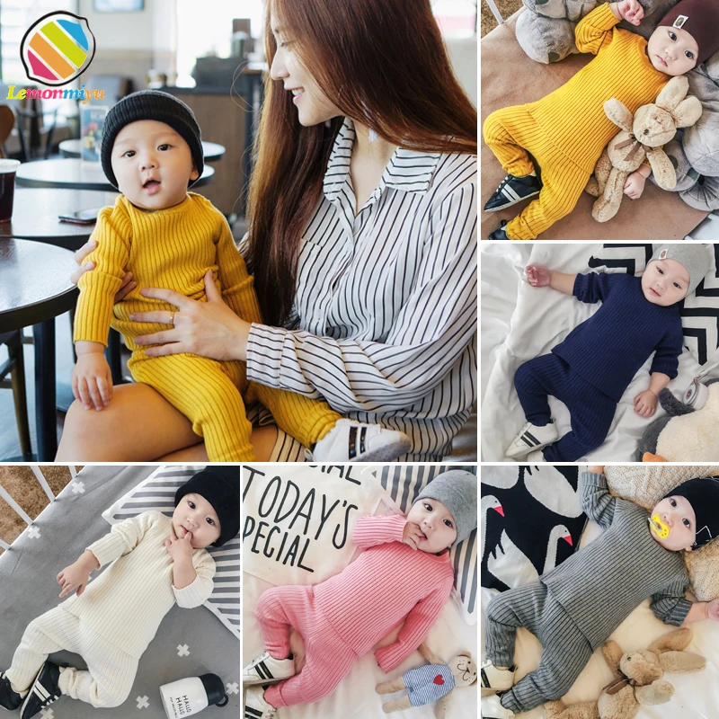 Lemonmiyu/комплекты для новорожденных одежда унисекс с длинными рукавами для маленьких мальчиков и девочек теплая детская одежда с круглым вырезом для мальчиков от 0 до 24 месяцев