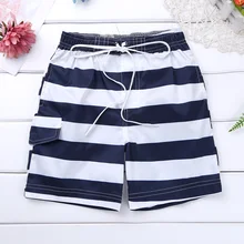 Быстросохнущие детские плавки для мальчика с кулиской, Детские Полосатые шорты для плавания с эластичной резинкой на талии пляжные купальники для возраста от 2 до 12 лет