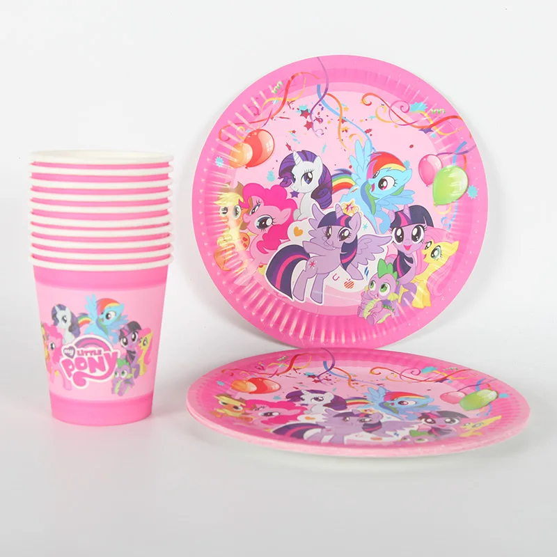 

for 20 Kids My Little Pony Kids Birthday Party Supplies set Baby Shower Party Supplies 20pcs plate+ 20pcs cup Party set