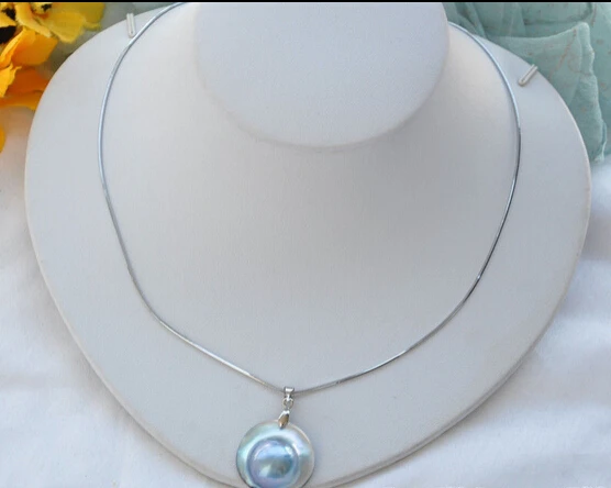 

Miss charm Jew.534 GRAY SOUTH SEA MABE PEARL PENDANT 925SILVER CHAIN