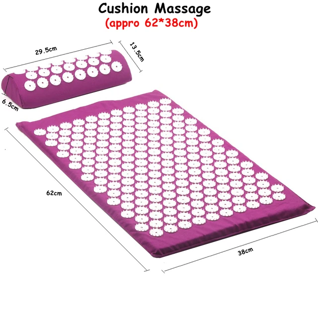 Acupressure stress relief massage pad mat and pillow set 62 x 38cm (24.5 x 15 in)