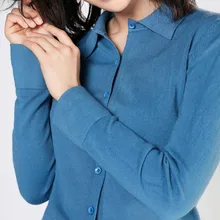 Вязаный кардиган, женский короткий свитер, Весенняя мода, женская шерстяная рубашка с воротником, тонкая куртка, свитер