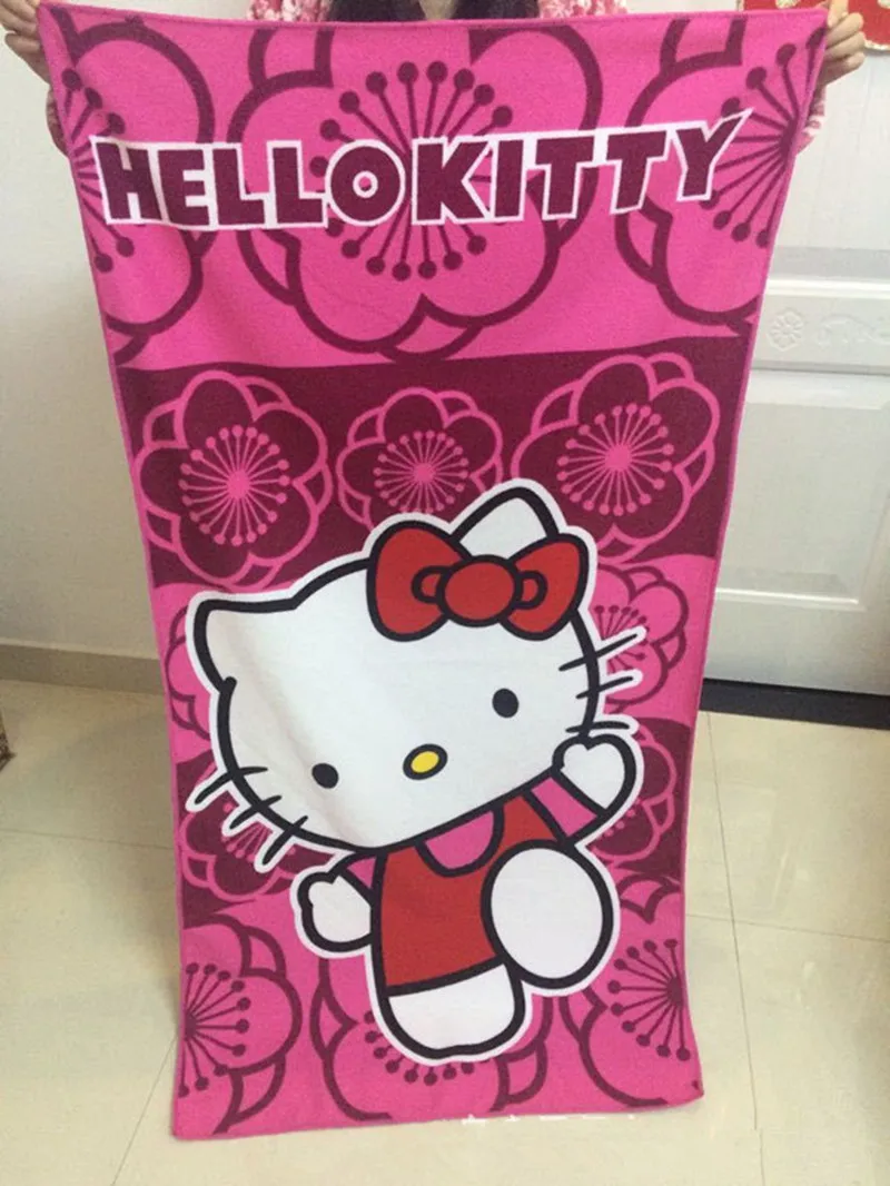 Новое Розовое банное полотенце с рисунком hello kitty мягкое Впитывающее милое для