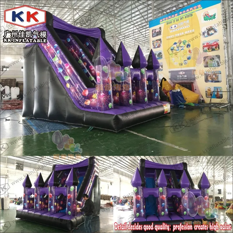 Китайский поставщик дешевая двойная полоса воздушный шар надувной горка/фиолетовое сухое скольжение для продажи