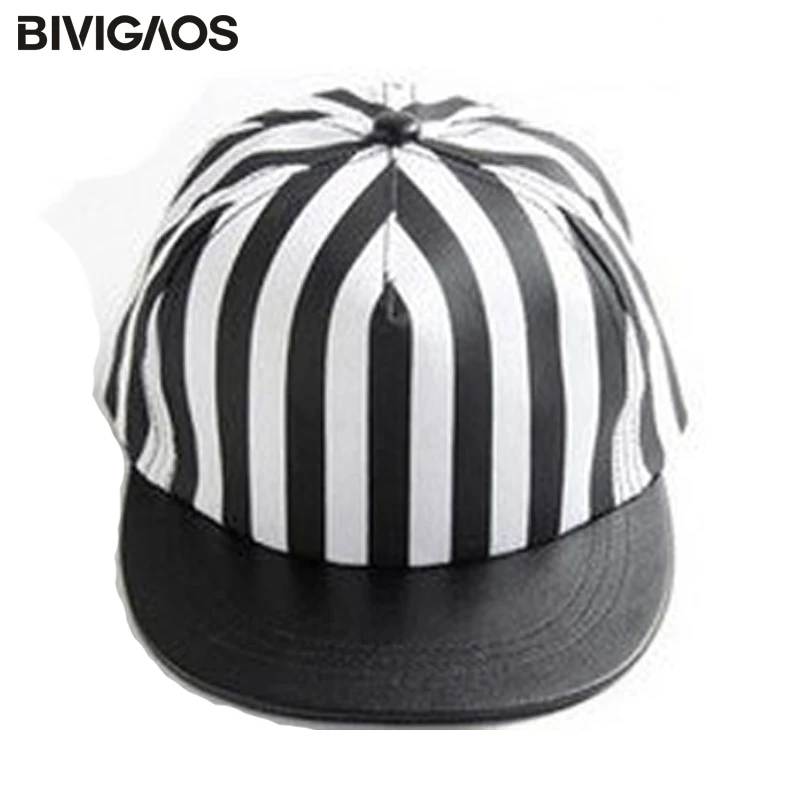 New Fashion Snapbacks Cute Black and White Stripes Baseball Caps Cap