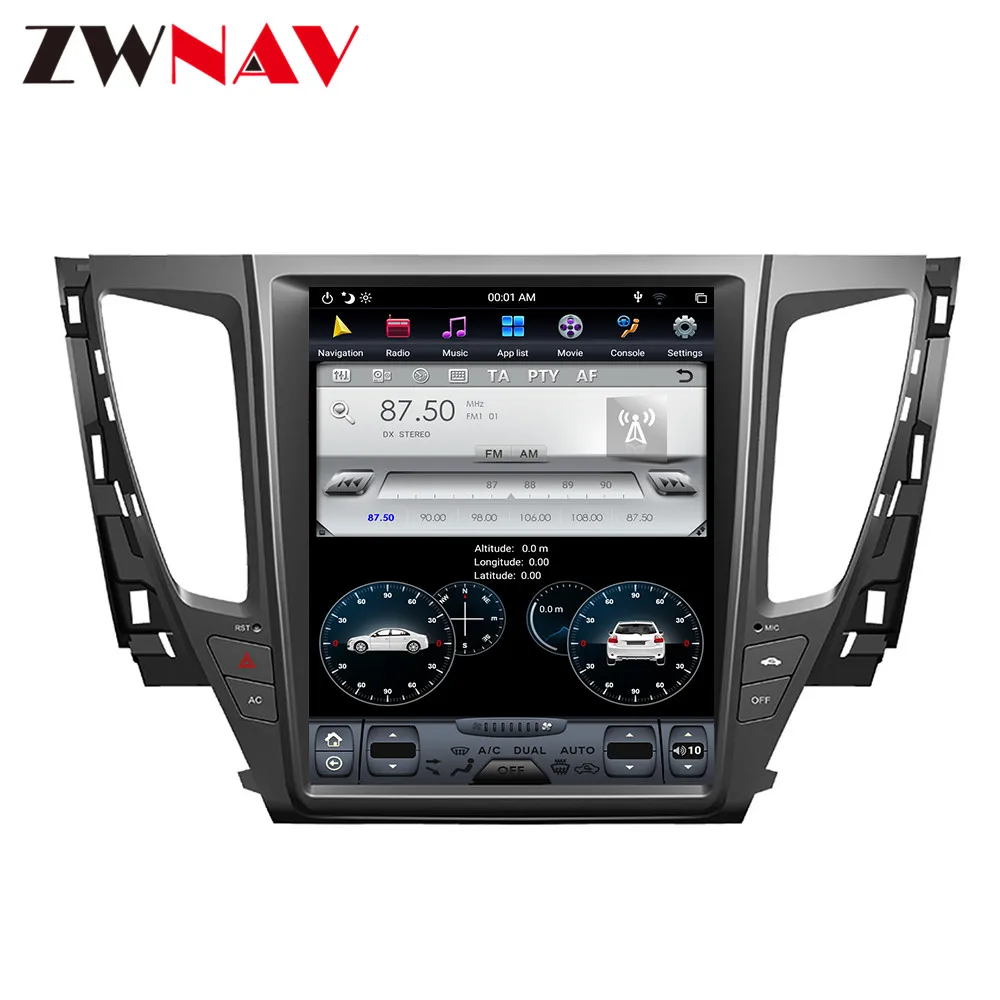 Best Android 8.1 4GB RAM Tesla style PX6 Car GPS Navigation For MITSUBISHI PAJERO 2016+ head unit multimedia auto radio tape recorder 4
