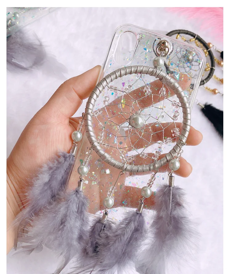 

New For iphone XS max 8 7 6 6s plus DIY case 3D Dreamcatcher phone cover for iphone 8 7 /6 6s plus handmade Pendant case gift