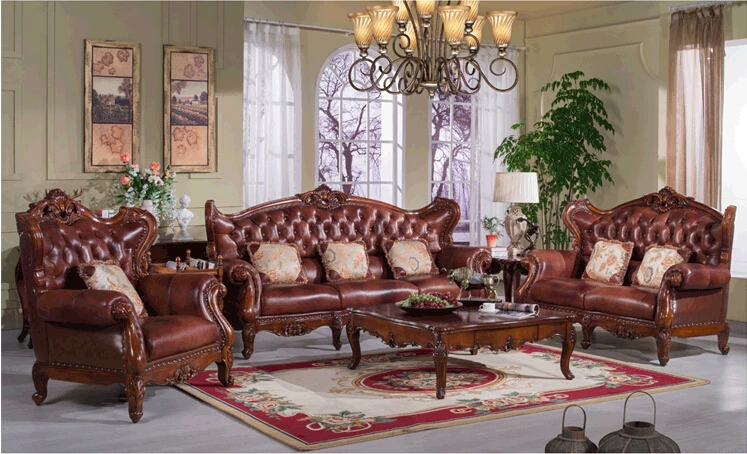 Европейский стиль классический диван корова диван мебель для гостиной 0409