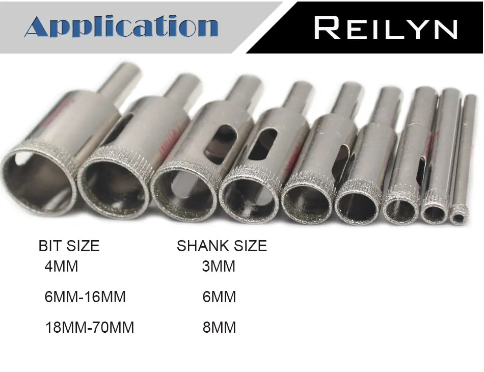 Reilyn пила для стекла округление полировки сверло 4 мм-20 мм 9 шт. роторный инструмент Буровое стекло/алмаз/нефрит/керамика