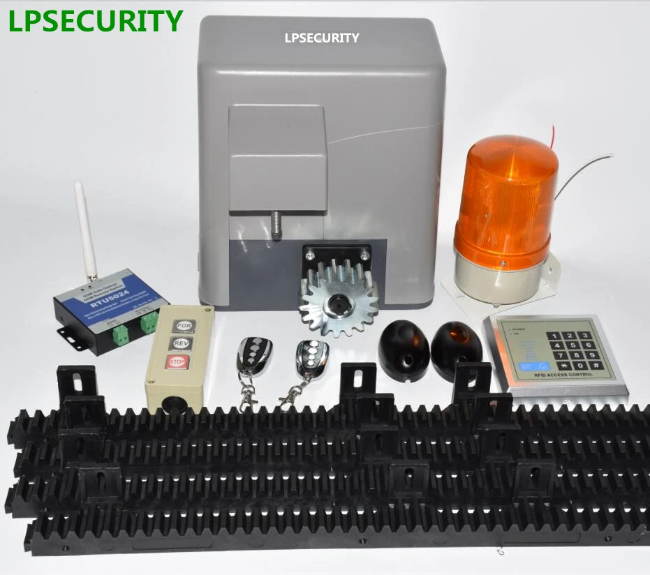 US $141.55 LPSECURITY Electrical Automatic Sliding Gate Door Opener Motor 600kg 4 Keyfobs 5m6m Racks 1 Keypad 1 Lamp 1 Sensor 1 BUTTON