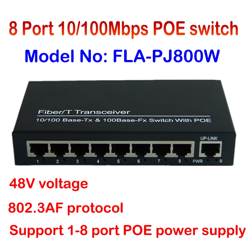 8CH POE Switch Fast Etherent 10/100M 100m Distance DC to POE Adapter for IP Camera Brand CCTV System NVR POE Adapter POE8CH