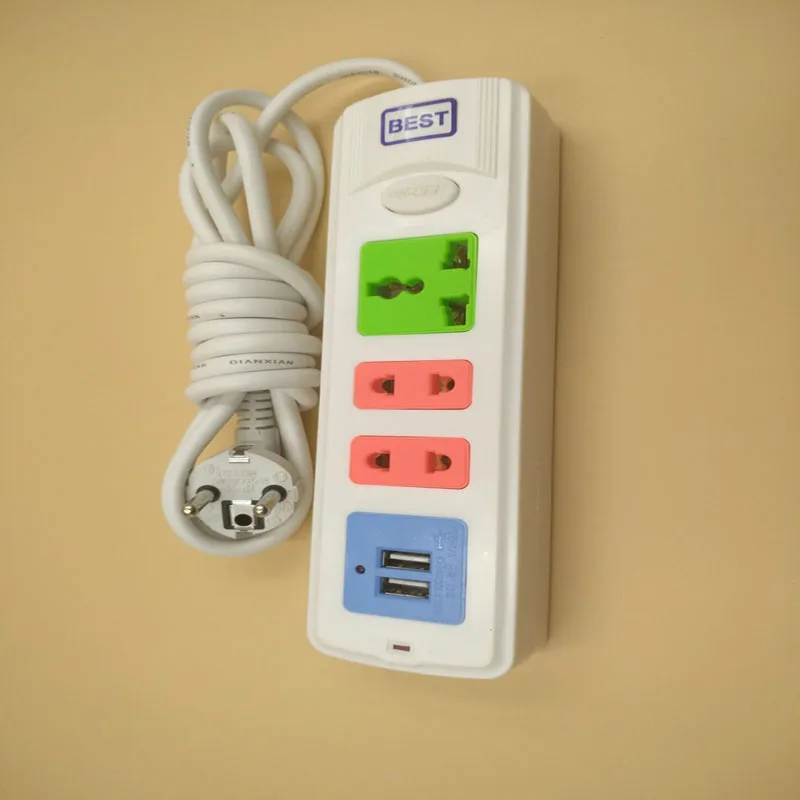 ЕС Мощность пропилен каучука прокладки с 2USB Портативный расширение гнезда