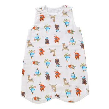 

Summer Infant Cotton Gauze Sleeping Bag Baby Four-layer Pajamas Kid Children Summer bedding Strap-type Anti-kick Unisex Pullover